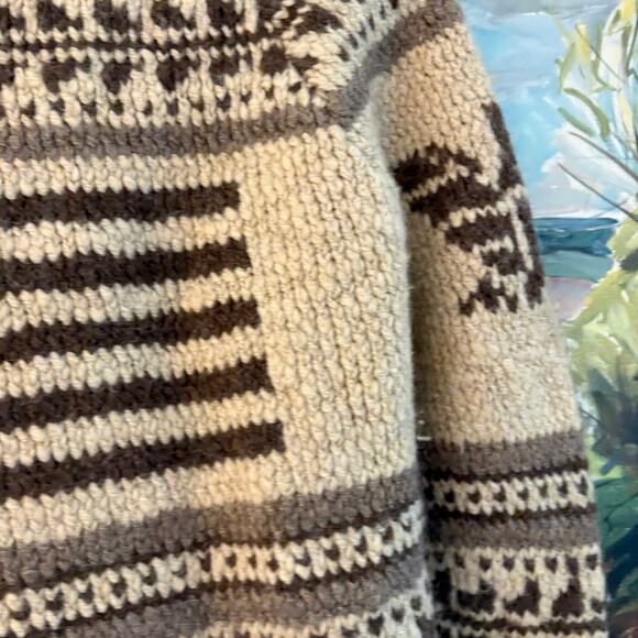 Vintage Ralph Lauren Hand Knit Flag Cowichan Sweater Wool Cardigan M - Picture 15 of 16
